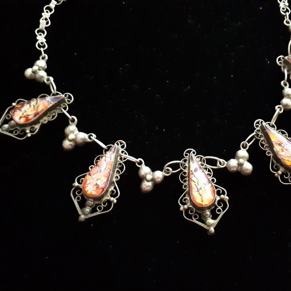 1940's Mexico Handmade 925 Silver Demi Parure